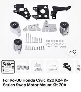 Em1008-us Hasport For 96-00 Honda Civic K20 K24 K-series Swap Motor Mount Kit 70a