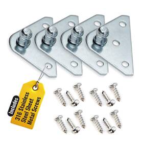 Pro Chutes 740931855163 10mm Ball Stud Mounting Silver Bracket For Gas Struts - X4 Flat