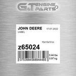 Z65024 Label Fits John Deere (surplus Open Box). Fixed Price $126.66.