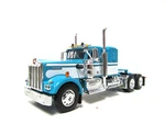 Dcp, First Gear 1/64 Scale W-900A Kenworth Small Bunk, Teal & White Beige Engine. Fixed Price $109.00.