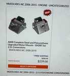 Awr Short Motor Mounts Miata MX5 Nc 2.5 Swap Polyurethane Steel New Free Ship. Fixed Price $219.95.